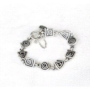 SILPADA Sterling Circle Triangle Square Geometric Bracelet B0393 RARE HTF 6" 28g